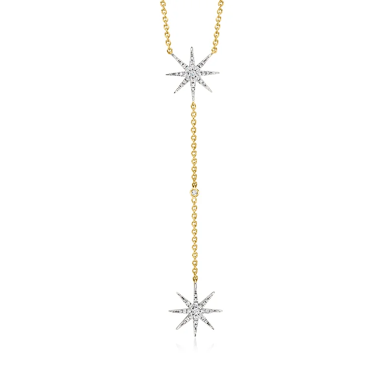 Ross-Simons Diamond Starburst Y-Necklace in 18kt Gold Over Sterling