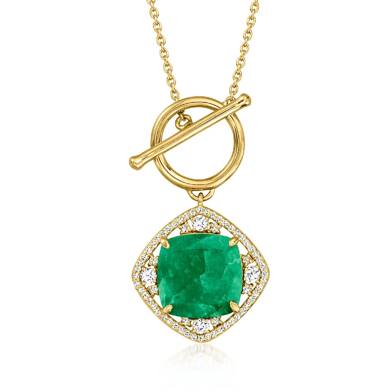 Limited-Stock Jewelry Clearance – Grab Your Favorites Now Ross-Simons Emerald and . White Topaz Toggle Necklace in 18kt Gold Over Sterling Limited-Stock Jewelry Clearance – Grab Your Favorites Now Ross-Simons Emerald and . White Topaz Toggle Necklace in 18kt Gold Over Sterling