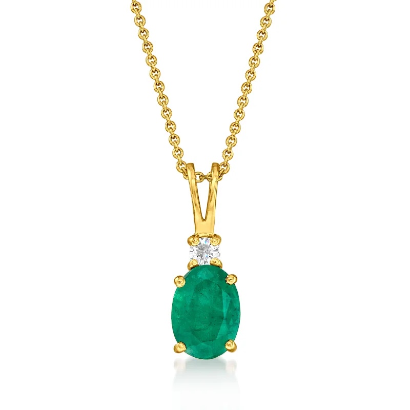 Limited-Time Offer On Elegant Jewelry Pieces Ross-Simons Emerald Pendant Necklace With Diamond Accent in 14kt Yellow Gold Limited-Time Offer On Elegant Jewelry Pieces Ross-Simons Emerald Pendant Necklace With Diamond Accent in 14kt Yellow Gold