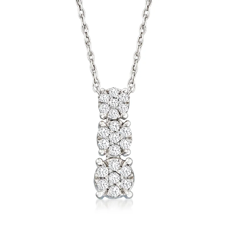 Limited-Time Offer On Premium Jewelry Collections Ross-Simons Graduated Diamond Cluster Pendant Necklace in Sterling Silver Limited-Time Offer On Premium Jewelry Collections Ross-Simons Graduated Diamond Cluster Pendant Necklace in Sterling Silver