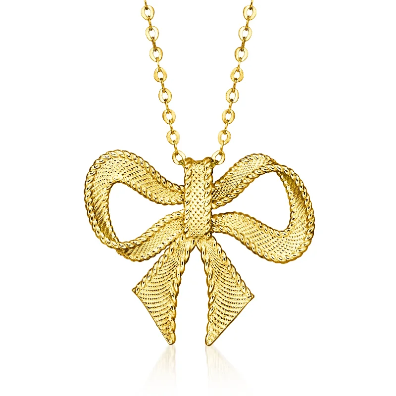 Shop Dazzling Jewelry With Special Promotional Discounts Ross-Simons Italian 14kt Yellow Gold Bow Necklace Shop Dazzling Jewelry With Special Promotional Discounts Ross-Simons Italian 14kt Yellow Gold Bow Necklace