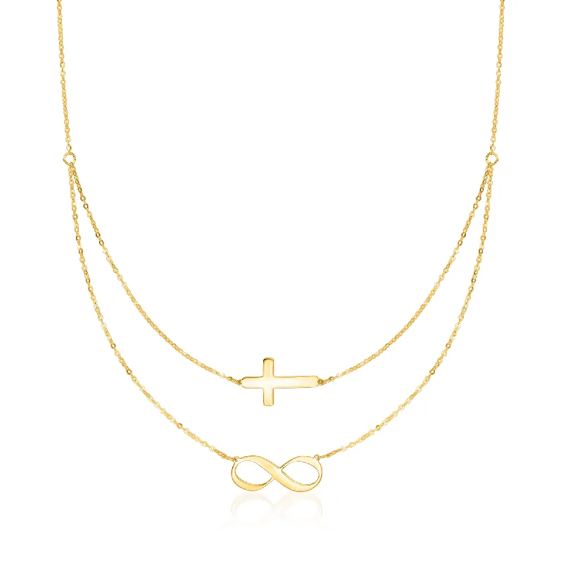Luxury Jewelry Sale – Sparkle For Less Ross-Simons Italian 14kt Yellow Gold Infinity and Cross Symbol Layered Necklace Luxury Jewelry Sale – Sparkle For Less Ross-Simons Italian 14kt Yellow Gold Infinity and Cross Symbol Layered Necklace