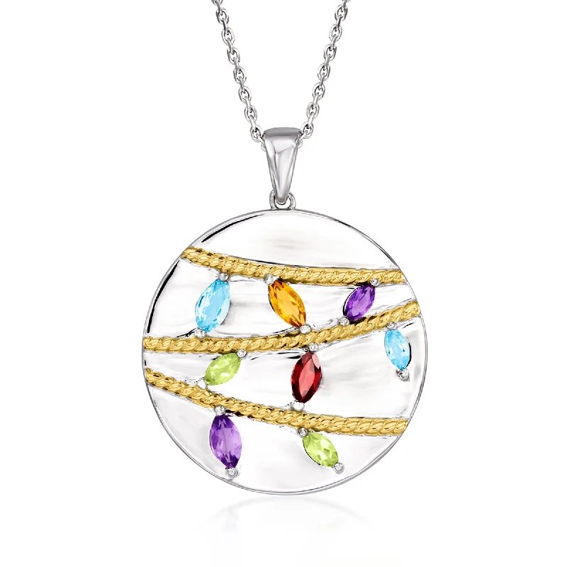 Huge Savings On Timeless Jewelry Collections Ross-Simons Multi-Gemstone Christmas Lights Pendant Necklace in Sterling Silver and 18kt Gold Over Sterling Huge Savings On Timeless Jewelry Collections Ross-Simons Multi-Gemstone Christmas Lights Pendant Necklace in Sterling Silver and 18kt Gold Over Sterling