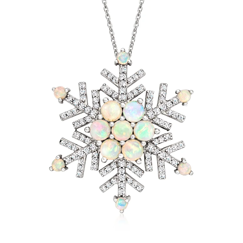 Seasonal Jewelry Deals – Elevate Your Style Ross-Simons Opal and White Zircon Snowflake Pin/Pendant Necklace in Sterling Silver Seasonal Jewelry Deals – Elevate Your Style Ross-Simons Opal and White Zircon Snowflake Pin/Pendant Necklace in Sterling Silver