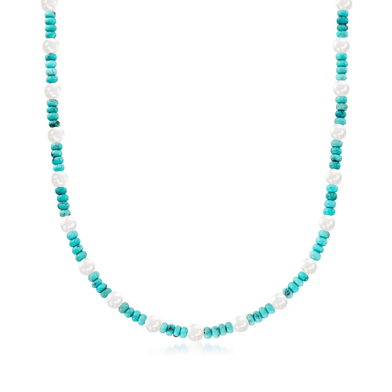 Buy More, Save More On Stunning Jewelry Designs Ross-Simons Turquoise Bead and 6-6.5mm Cultured Pearl Necklace With Sterling Silver Buy More, Save More On Stunning Jewelry Designs Ross-Simons Turquoise Bead and 6-6.5mm Cultured Pearl Necklace With Sterling Silver