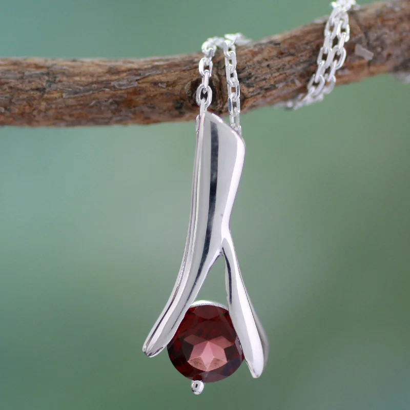 Elegant Jewelry, Exclusive Prices – Shop Now Silver Flarre Garnet Pendant Necklace