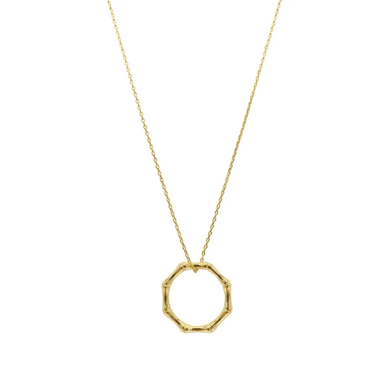 14k Gold Plated Bamboo Ring Necklace