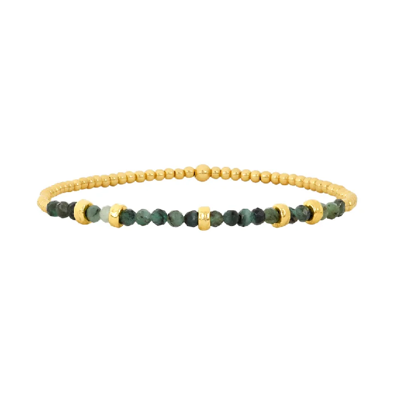 Grab Your Dream Jewelry At The Lowest Prices 2mm Gold and Emerald Beaded Bracelet