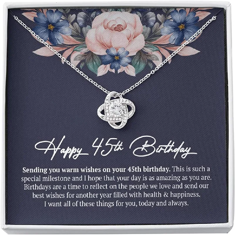 Buy More, Save More On Stunning Jewelry Pieces 45th Birthday Necklace White Gold Love Knot Necklace Forty Fifth For Women Friend 45th Birthday Unique Gift Necklace