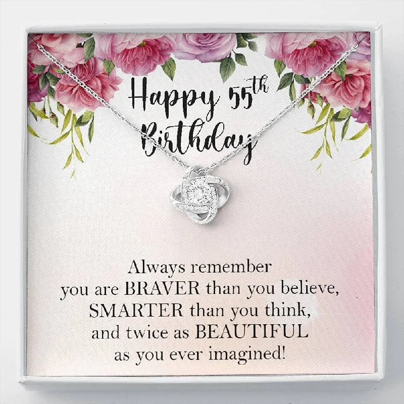 Trending Jewelry Now At Unbeatable Prices 55th Birthday Necklace 55th s for Women for Her Box Gift Card Love Knot Necklace Necklace With Message Card and Box