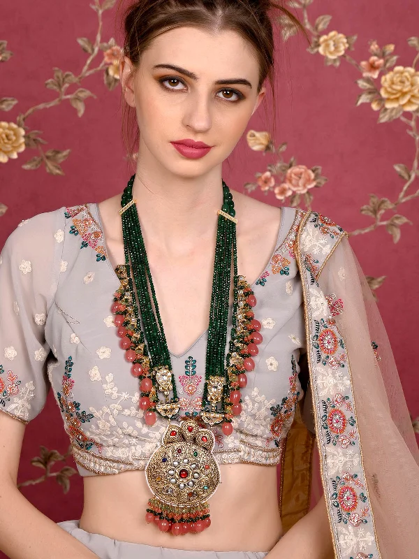 Jewelry Flash Sale – Stylish Designs At Unbeatable Rates Odette Women Antique Style Bridal Green Long Necklace Set