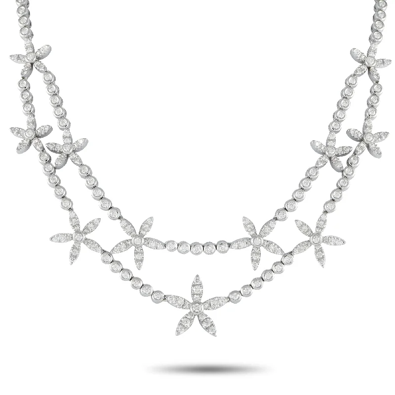 Asprey Daisy 18K White Gold 5.76ct Diamond Necklace AD02-101424