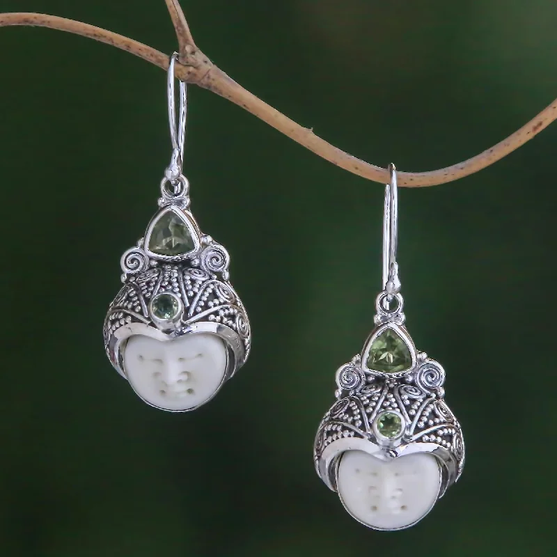 Jewelry Sale – Exclusive Styles At Lower Prices Celuk Pangeran Peridot and Carved Bone Dangle Earrings from Bali