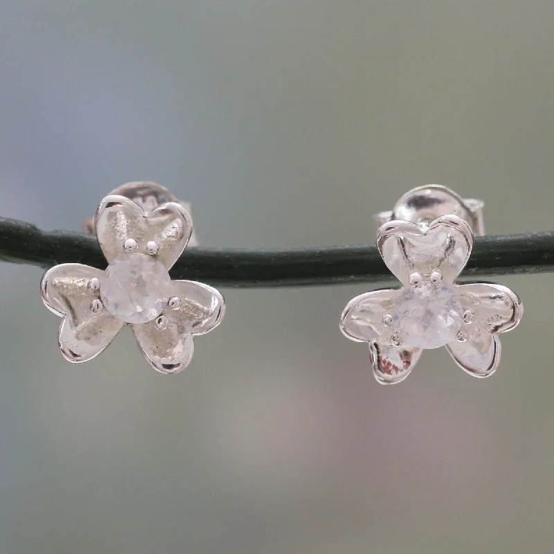 Big Discounts On Elegant Jewelry Collections Cradle Lily Sterling Silver and Rainbow Moonstone Floral Button Earrings Big Discounts On Elegant Jewelry Collections Cradle Lily Sterling Silver and Rainbow Moonstone Floral Button Earrings