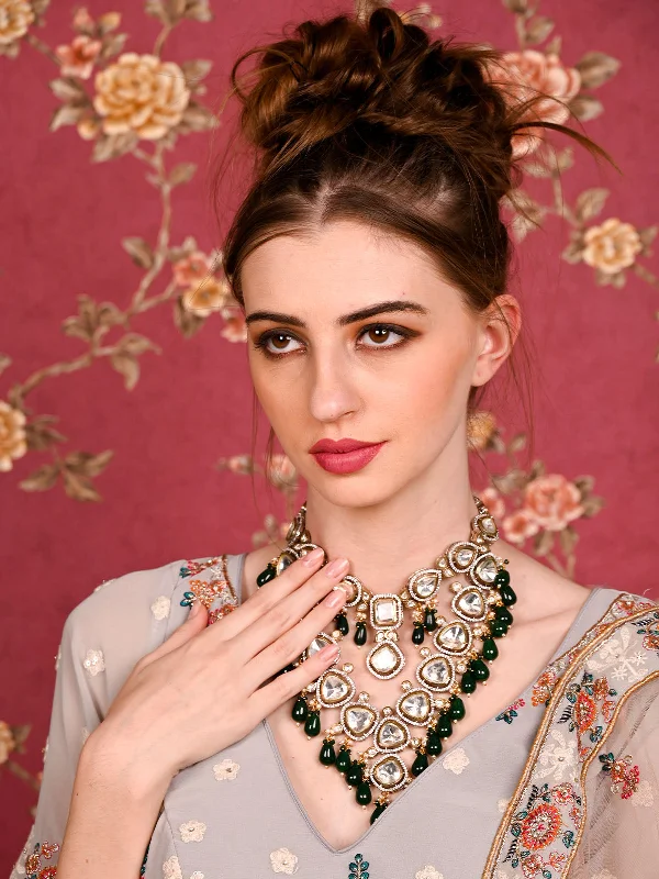 Affordable Gold-Plated Jewelry For Modern Fashion Odette Women Double Layered Bridal Long Necklace Set Affordable Gold-Plated Jewelry For Modern Fashion Odette Women Double Layered Bridal Long Necklace Set