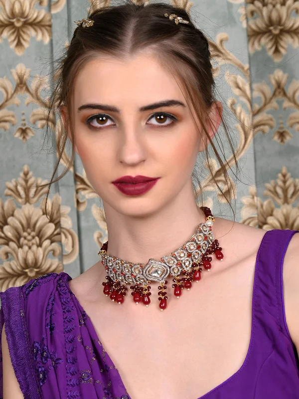 Holiday Jewelry Sale – Perfect Gifts At Great Prices Odette Women Faux Maroon And White Stones Studded Choker Necklace Set Holiday Jewelry Sale – Perfect Gifts At Great Prices Odette Women Faux Maroon And White Stones Studded Choker Necklace Set