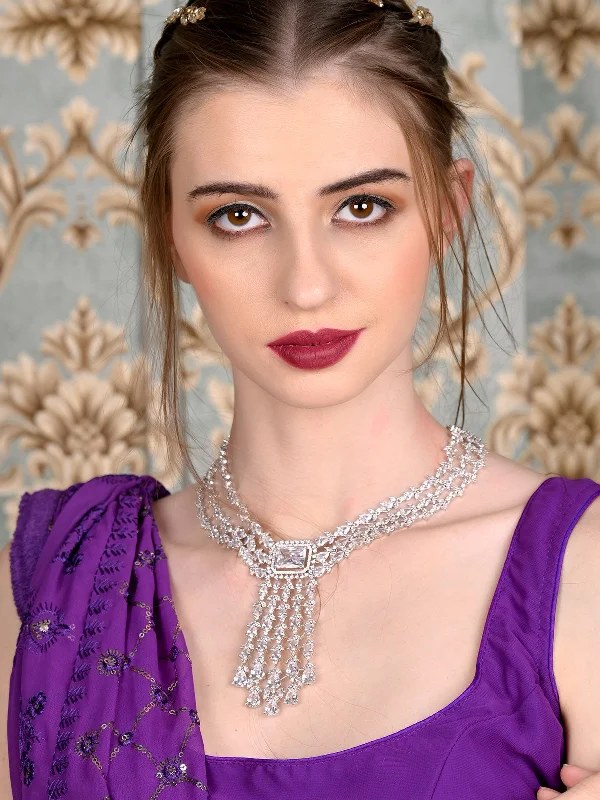 Unique Jewelry Designs Now At Discounted Rates Odette Women Faux White Stones Studded Necklace Set Unique Jewelry Designs Now At Discounted Rates Odette Women Faux White Stones Studded Necklace Set