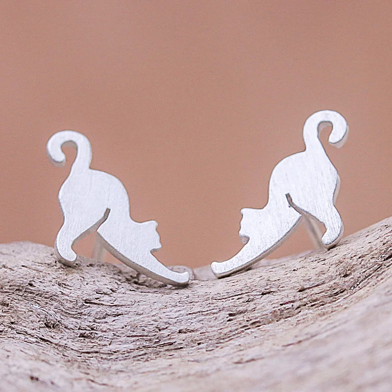 Feline Stretch Sterling Silver Earrings