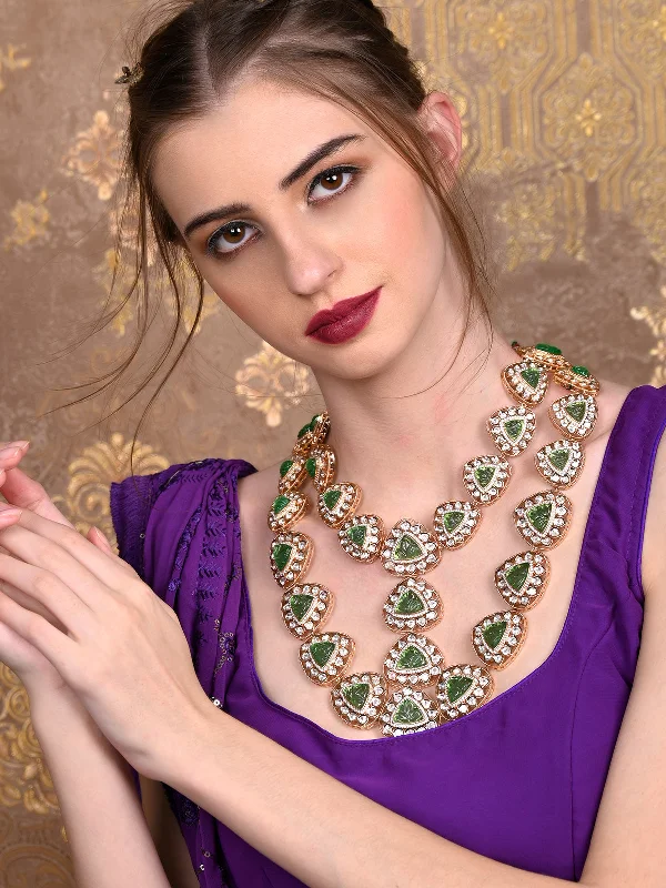 Seasonal Jewelry Sale – Upgrade Your Collection Odette Women Green, Gold And White Designer Choker Necklace Set Seasonal Jewelry Sale – Upgrade Your Collection Odette Women Green, Gold And White Designer Choker Necklace Set
