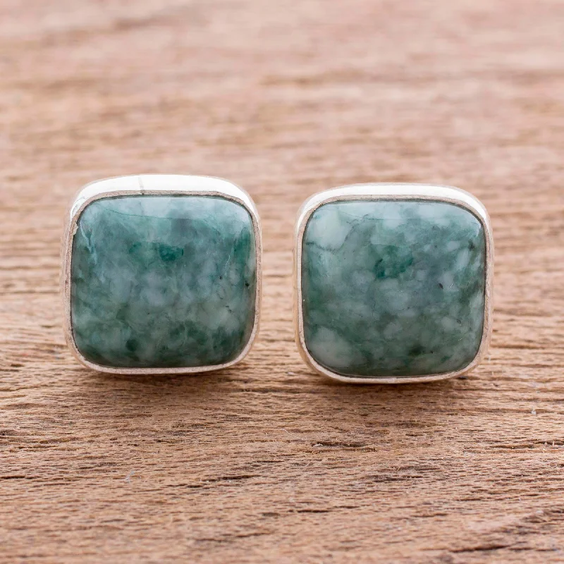Shop Fine Jewelry With Amazing Deals Life Divine Jade & Silver Button Earrings