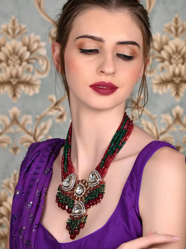 Discounted Jewelry For A Glamorous Look Odette Women Red And Green Beads Choker Necklace Set Discounted Jewelry For A Glamorous Look Odette Women Red And Green Beads Choker Necklace Set