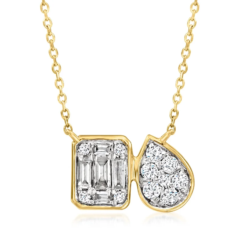 Ross-Simons Lab-Grown Diamond Toi Et Moi Necklace in 14kt Yellow Gold