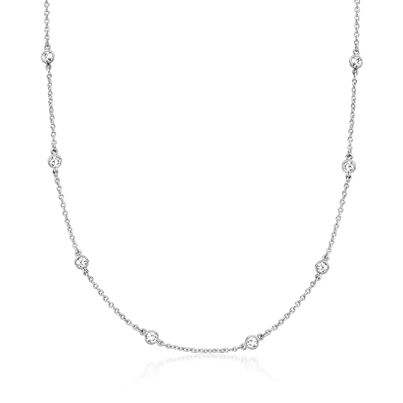 Ross-Simons Moissanite Station Necklace in Sterling Silver