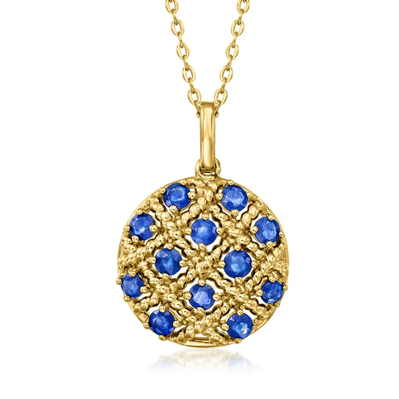 Ross-Simons Sapphire Pendant Necklace in 18kt Gold Over Sterling