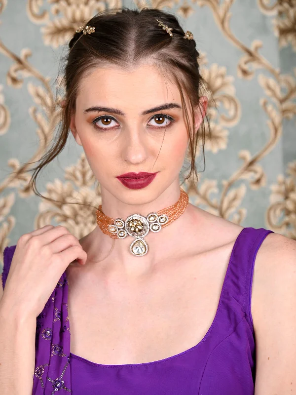 Unique Jewelry For Less – Shop The Sale Now Odette Women Silver And Peach Choker Necklace And Drop Earring Set Unique Jewelry For Less – Shop The Sale Now Odette Women Silver And Peach Choker Necklace And Drop Earring Set