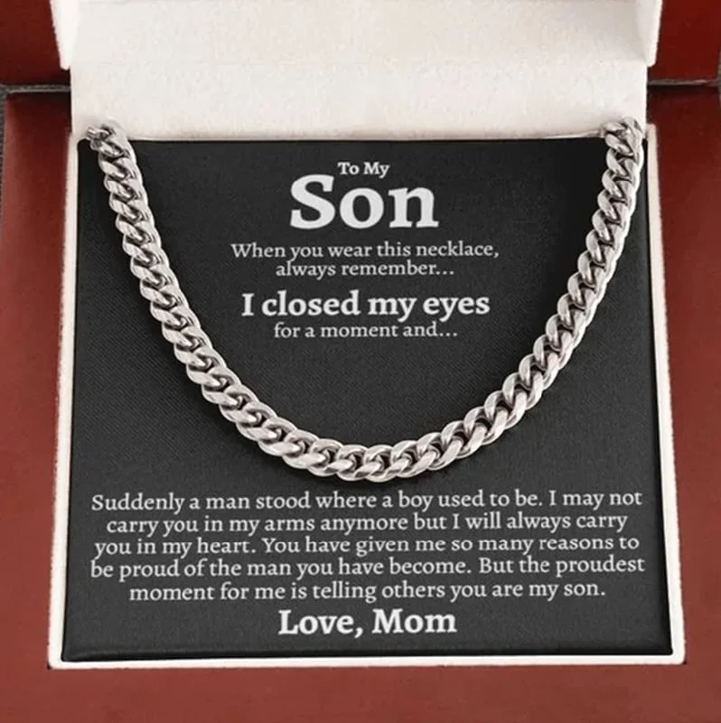 Exclusive Jewelry Sale – Limited-Time Discounts To My Son Stainless Steel Cuban Chain Necklace Mother To Son Gifts Gifts for Son Birthday Unique Gifts for Son From Exclusive Jewelry Sale – Limited-Time Discounts To My Son Stainless Steel Cuban Chain Necklace Mother To Son Gifts Gifts for Son Birthday Unique Gifts for Son From