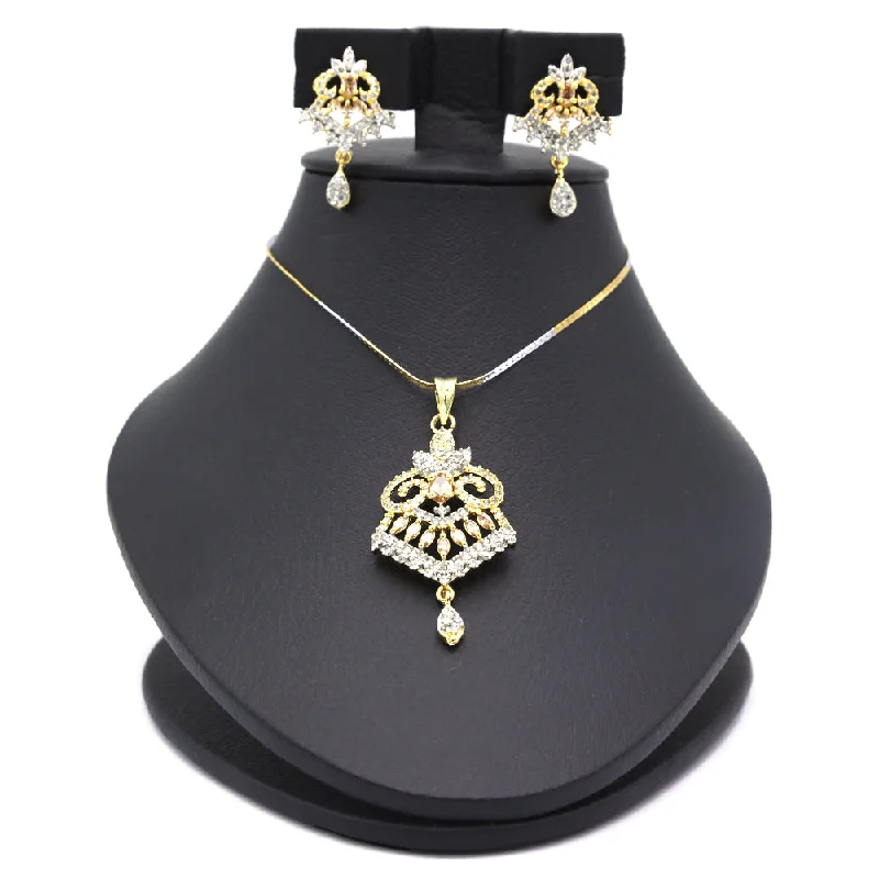 Elegant Jewelry, Exclusive Prices – Shop Now Women's American Diamond Locket Set - Golden Peach Elegant Jewelry, Exclusive Prices – Shop Now Women's American Diamond Locket Set - Golden Peach