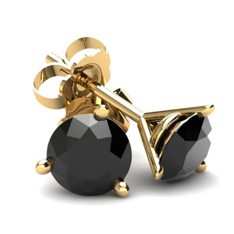 Discover Unique Jewelry With Special Limited-Time Offers 1.50Ct Round Brilliant Cut Heat Treated Black Diamond Stud Earrings in 14K Gold Martini Setting Discover Unique Jewelry With Special Limited-Time Offers 1.50Ct Round Brilliant Cut Heat Treated Black Diamond Stud Earrings in 14K Gold Martini Setting