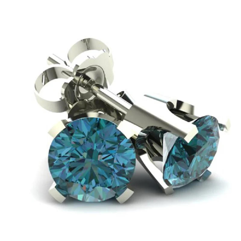 Flash Sale On Elegant Jewelry – Don't Miss Out 1.50Ct Round Brilliant Cut Heat Treated Blue Diamond Stud Earrings in 14K Gold Classic Setting Flash Sale On Elegant Jewelry – Don't Miss Out 1.50Ct Round Brilliant Cut Heat Treated Blue Diamond Stud Earrings in 14K Gold Classic Setting