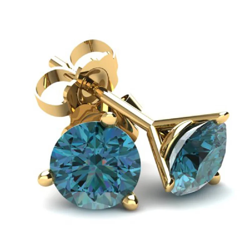 Jewelry Sale – Exclusive Styles At Lower Prices 1.50Ct Round Brilliant Cut Heat Treated Blue Diamond Stud Earrings in 14K Gold Martini Setting Jewelry Sale – Exclusive Styles At Lower Prices 1.50Ct Round Brilliant Cut Heat Treated Blue Diamond Stud Earrings in 14K Gold Martini Setting