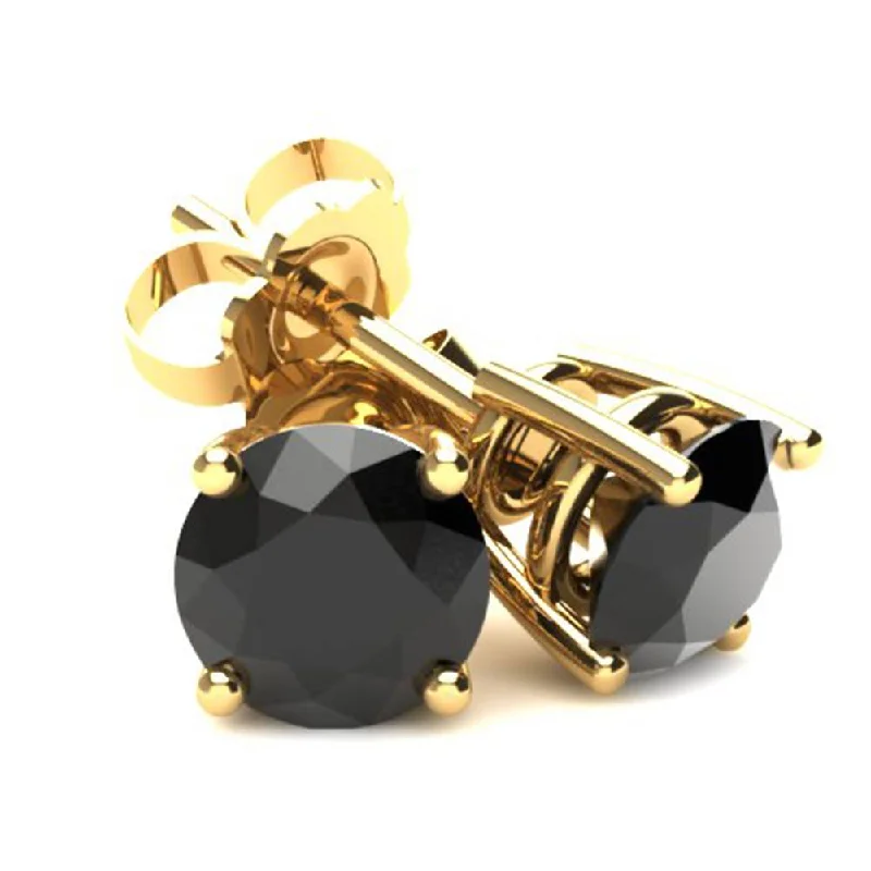 High-End Jewelry, Now More Affordable Than Ever .25Ct Round Brilliant Cut Heat Treated Black Diamond Stud Earrings in 14K Gold Basket Setting High-End Jewelry, Now More Affordable Than Ever .25Ct Round Brilliant Cut Heat Treated Black Diamond Stud Earrings in 14K Gold Basket Setting