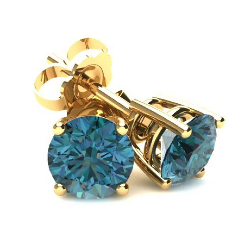 Breathtaking Jewelry At Limited-Time Savings .25Ct Round Brilliant Cut Heat Treated Blue Diamond Stud Earrings in 14K Gold Basket Setting Breathtaking Jewelry At Limited-Time Savings .25Ct Round Brilliant Cut Heat Treated Blue Diamond Stud Earrings in 14K Gold Basket Setting