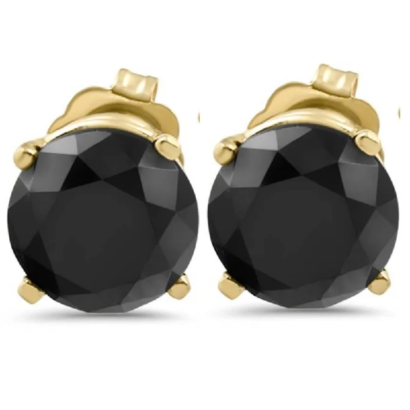 Affordable Glamour – Premium Jewelry For Less 3 1/2 TCW 14k Yellow Gold Round Black Diamond Stud Earrings Affordable Glamour – Premium Jewelry For Less 3 1/2 TCW 14k Yellow Gold Round Black Diamond Stud Earrings