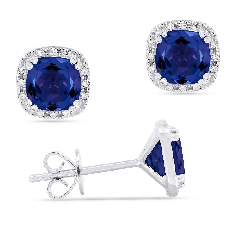 Discounted Jewelry For A Glamorous Look 5.5Mm 1.95Ct Created Sapphire Stud Earrings In 14K White Gold Discounted Jewelry For A Glamorous Look 5.5Mm 1.95Ct Created Sapphire Stud Earrings In 14K White Gold