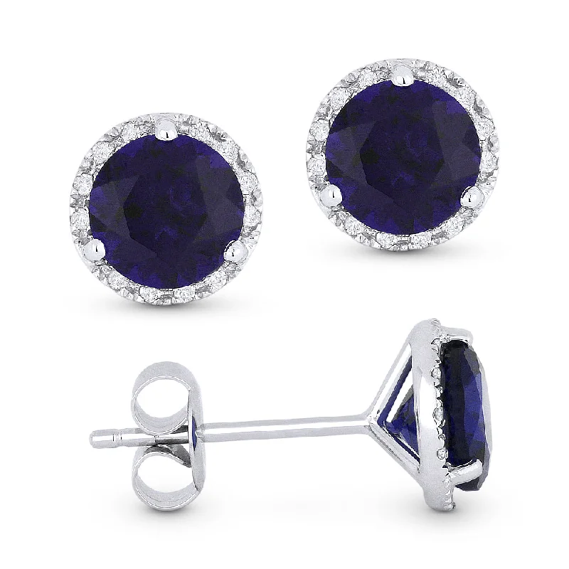 Shop Stylish Jewelry Now And Save Big 6Mm 1.52Ct Created Sapphire Stud Earrings In 14K White Gold Shop Stylish Jewelry Now And Save Big 6Mm 1.52Ct Created Sapphire Stud Earrings In 14K White Gold