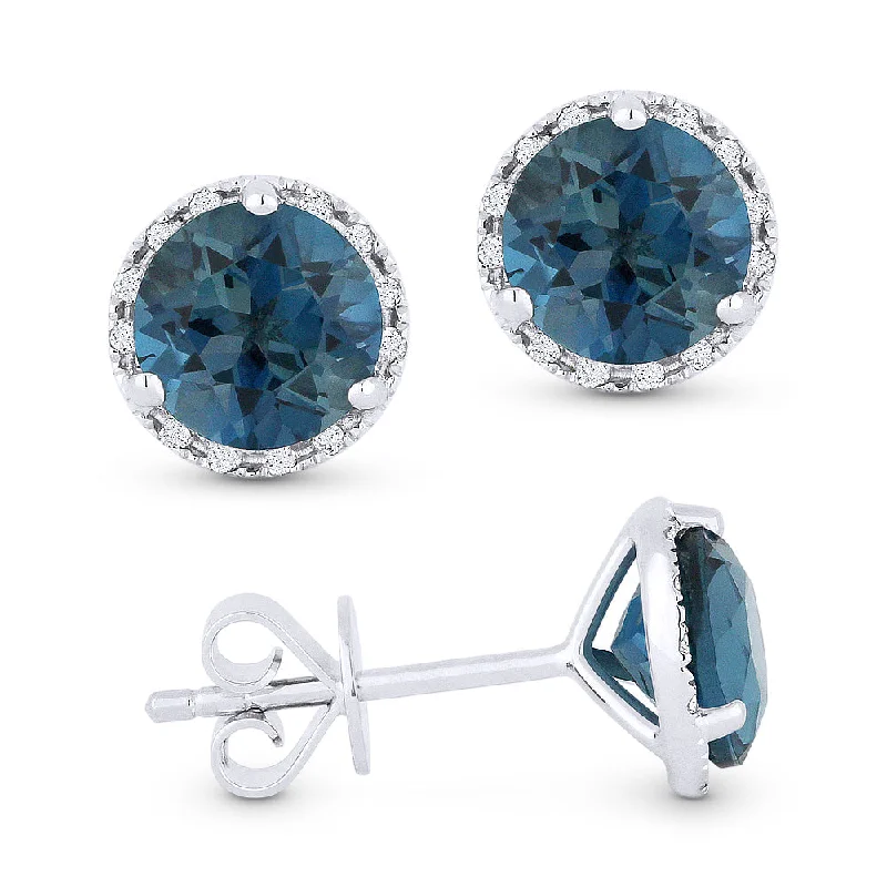 Affordable Luxury Jewelry For Every Occasion 6Mm 2.02Ct London Blue Topaz Stud Earrings In 14K White Gold Affordable Luxury Jewelry For Every Occasion 6Mm 2.02Ct London Blue Topaz Stud Earrings In 14K White Gold