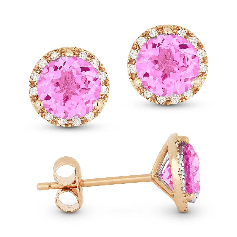 Special Jewelry Deals – Upgrade Your Collection 6Mm 2.35Ct Created Pink Sapphire Stud Earrings In 14K Rose Gold Special Jewelry Deals – Upgrade Your Collection 6Mm 2.35Ct Created Pink Sapphire Stud Earrings In 14K Rose Gold