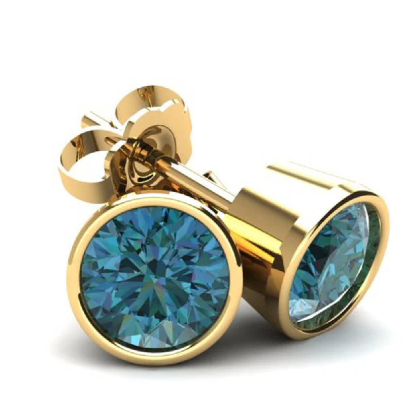 Limited-Time Jewelry Discounts – Shine Without The Splurge .75Ct Round Brilliant Cut Heat Treated Blue Diamond Stud Earrings in 14K Gold Round Bezel Setting Limited-Time Jewelry Discounts – Shine Without The Splurge .75Ct Round Brilliant Cut Heat Treated Blue Diamond Stud Earrings in 14K Gold Round Bezel Setting