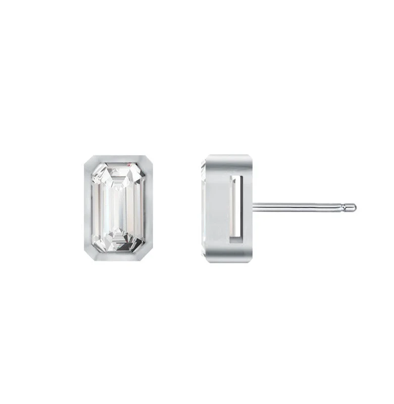 Personalized Engraved Jewelry For Meaningful Gifts Baguette Stud Earrings with Clear Cubic Zirconia Personalized Engraved Jewelry For Meaningful Gifts Baguette Stud Earrings with Clear Cubic Zirconia