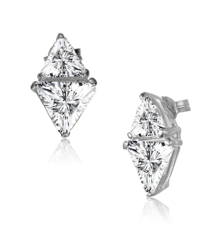 Fashion-Forward Jewelry At Exclusive Discounts GENEVIVE Sterling Silver Clear Cubic Zirconia Stud Earrings