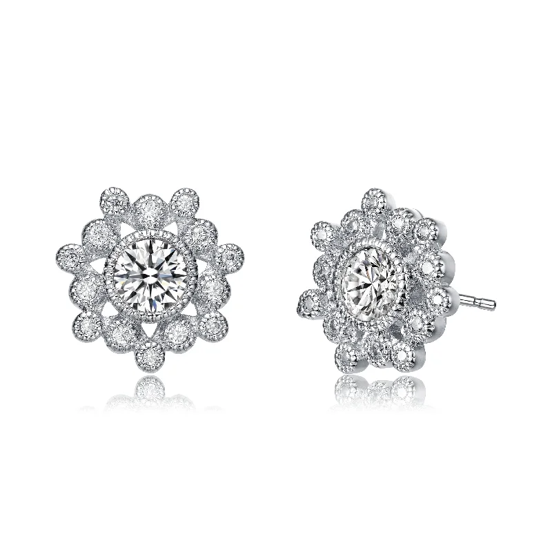 Trending Jewelry Styles Now At Limited-Time Discounts GENEVIVE Sterling Silver Cubic Zirconia Flower Stud Earrings Trending Jewelry Styles Now At Limited-Time Discounts GENEVIVE Sterling Silver Cubic Zirconia Flower Stud Earrings