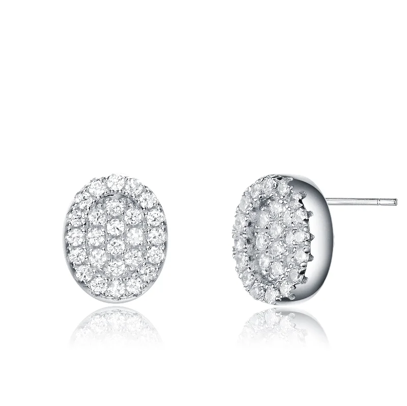 Shop Dazzling Jewelry With Special Promotional Discounts GENEVIVE Sterling Silver Cubic Zirconia Pave Oval Stud Earrings Shop Dazzling Jewelry With Special Promotional Discounts GENEVIVE Sterling Silver Cubic Zirconia Pave Oval Stud Earrings
