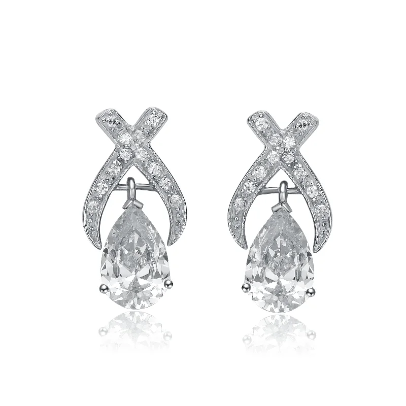Luxury Jewelry At Unbeatable Discounts GENEVIVE Sterling Silver Cubic Zirconia Pear Stud Earrings Luxury Jewelry At Unbeatable Discounts GENEVIVE Sterling Silver Cubic Zirconia Pear Stud Earrings