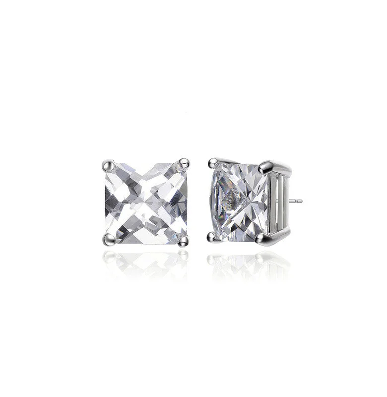 Affordable Luxury Jewelry For Every Occasion GENEVIVE Sterling Silver Cubic Zirconia Square Stud Earrings Affordable Luxury Jewelry For Every Occasion GENEVIVE Sterling Silver Cubic Zirconia Square Stud Earrings