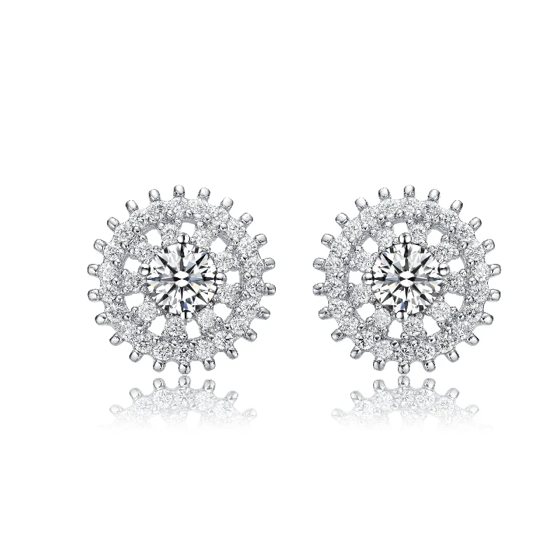 Exclusive Jewelry Offers – Shine For Less GENEVIVE Sterling Silver Cubic Zirconia Wreath Stud Earrings