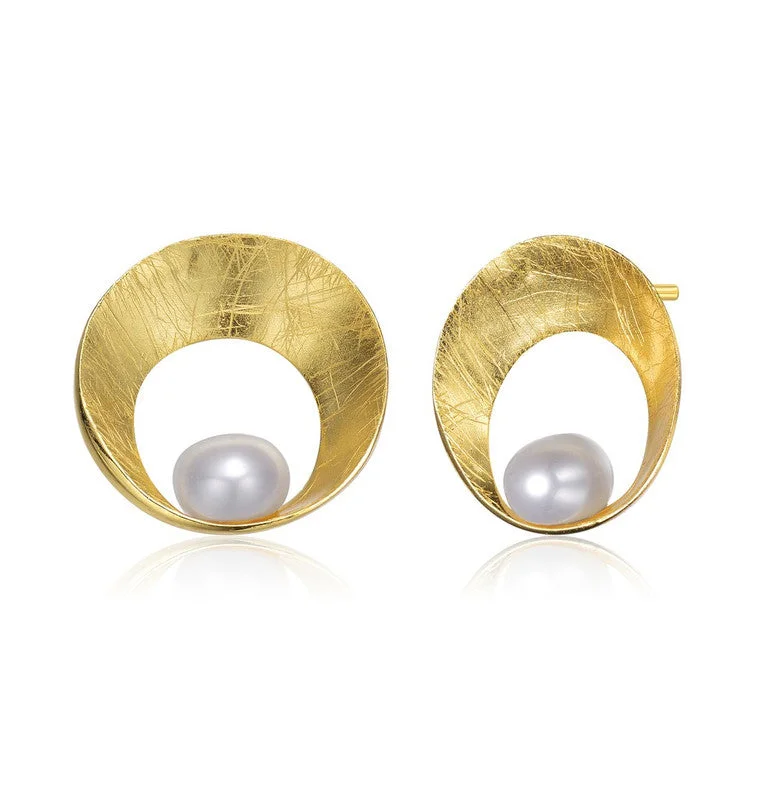 Grab Your Favorite Jewelry At The Lowest Prices GENEVIVE Sterling Silver Gold Plated Freshwater Round Pearl Stud Earrings Grab Your Favorite Jewelry At The Lowest Prices GENEVIVE Sterling Silver Gold Plated Freshwater Round Pearl Stud Earrings